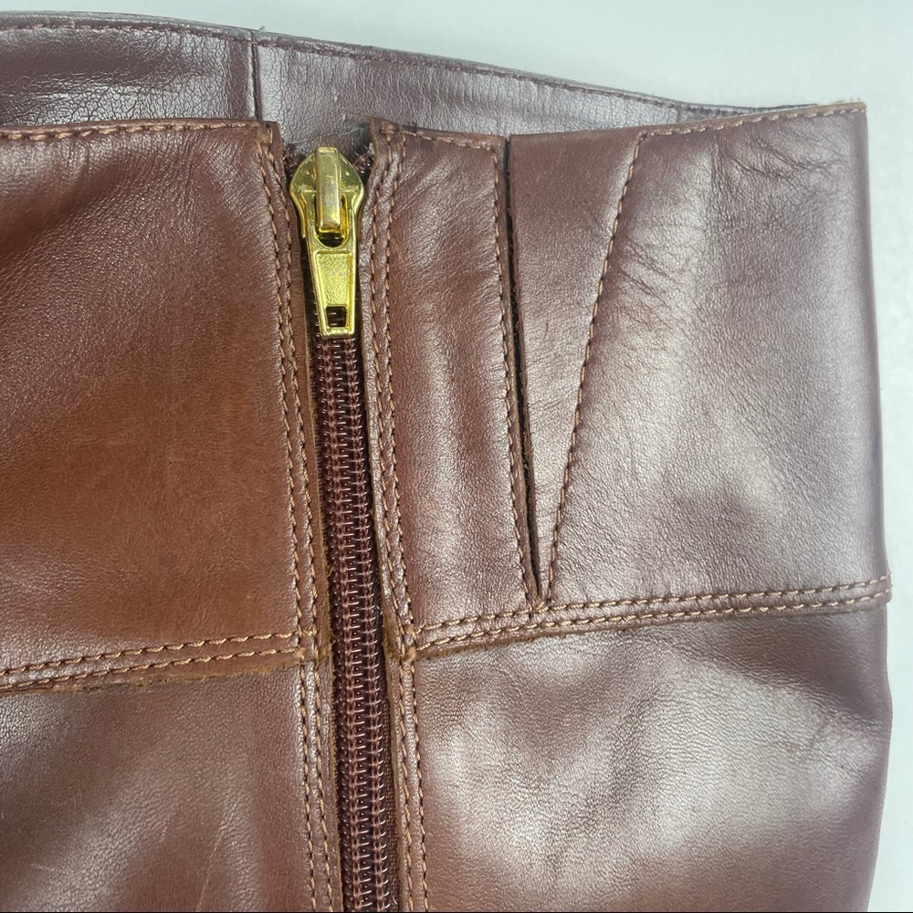 Audrey Brook brown Leather Zip Up Riding High Boots Size 8M - Picture 11 of 14